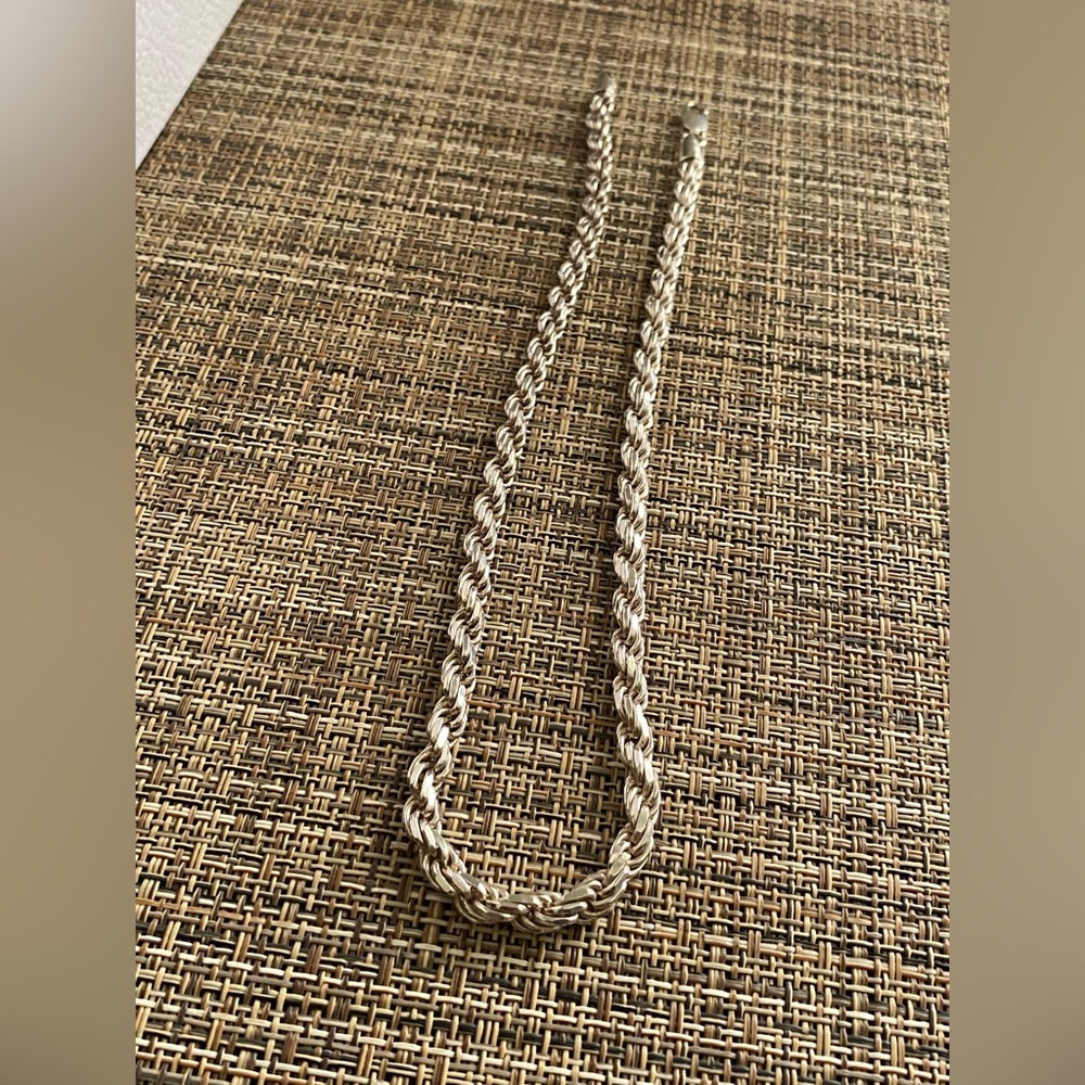 Sterling Silver Men's Rope Chain Necklace - Silver - Picture 4 of 16